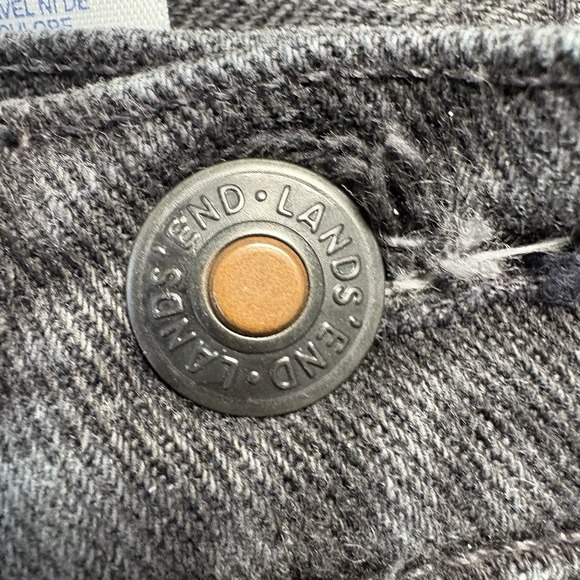 VTG Lands End Square Rigger Jeans Men 48x32 Black Cotton Leather Logo USA Made - Picture 8 of 13